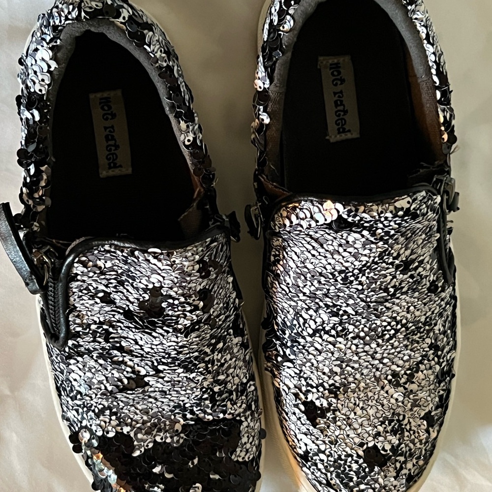 Not Rated Black and Silver Sequin Loafers